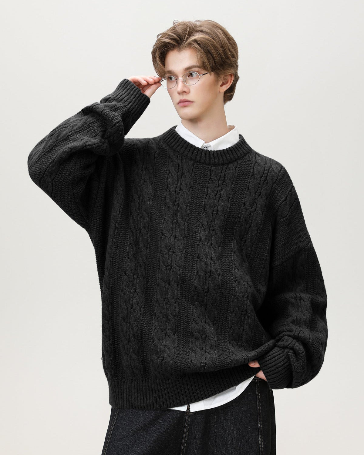Pull en maille torsadée