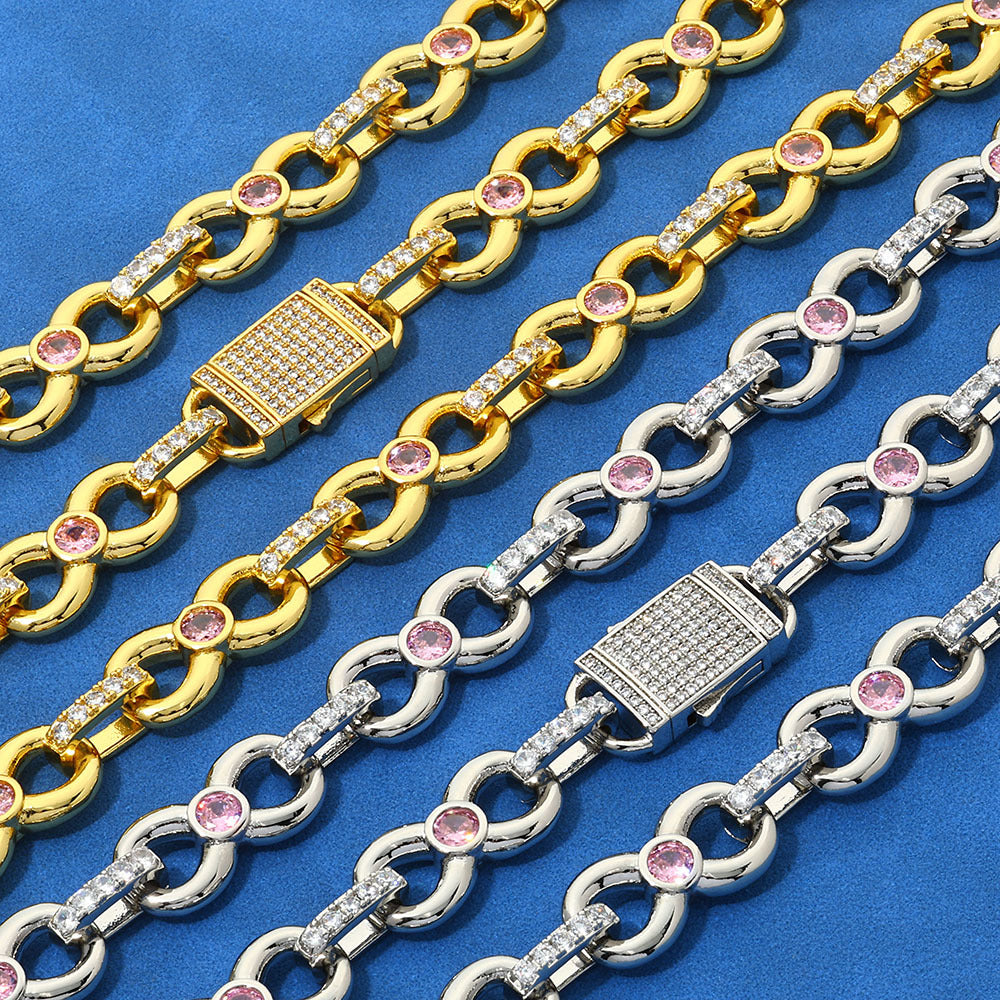 Luxe Pink Gemstone Cuban Link Necklace