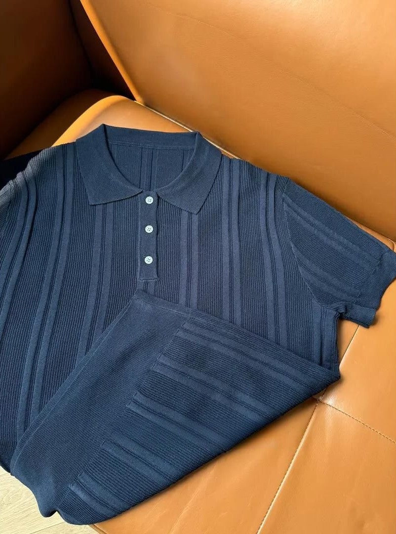 Polo en coton côtelé