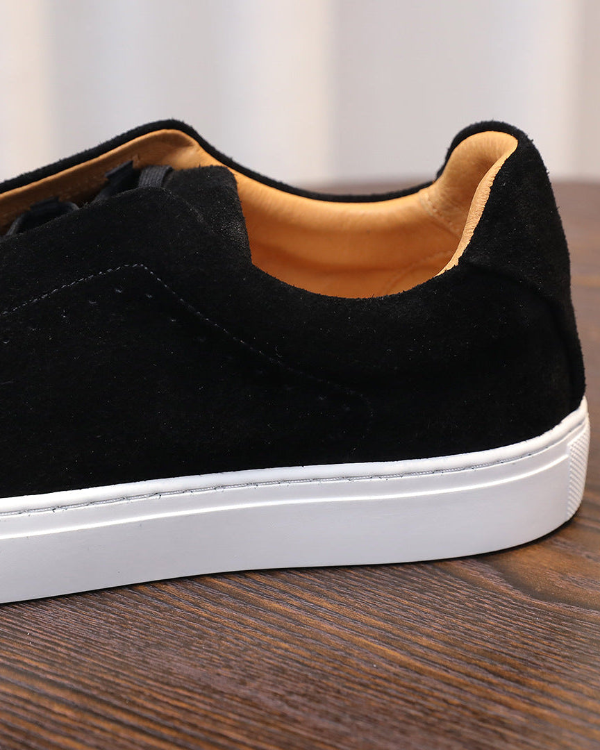 The Softey Suede Low Sneakers - Black Night