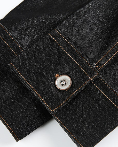 The Sage Denim Cargo Long Sleeve Polo Shirt