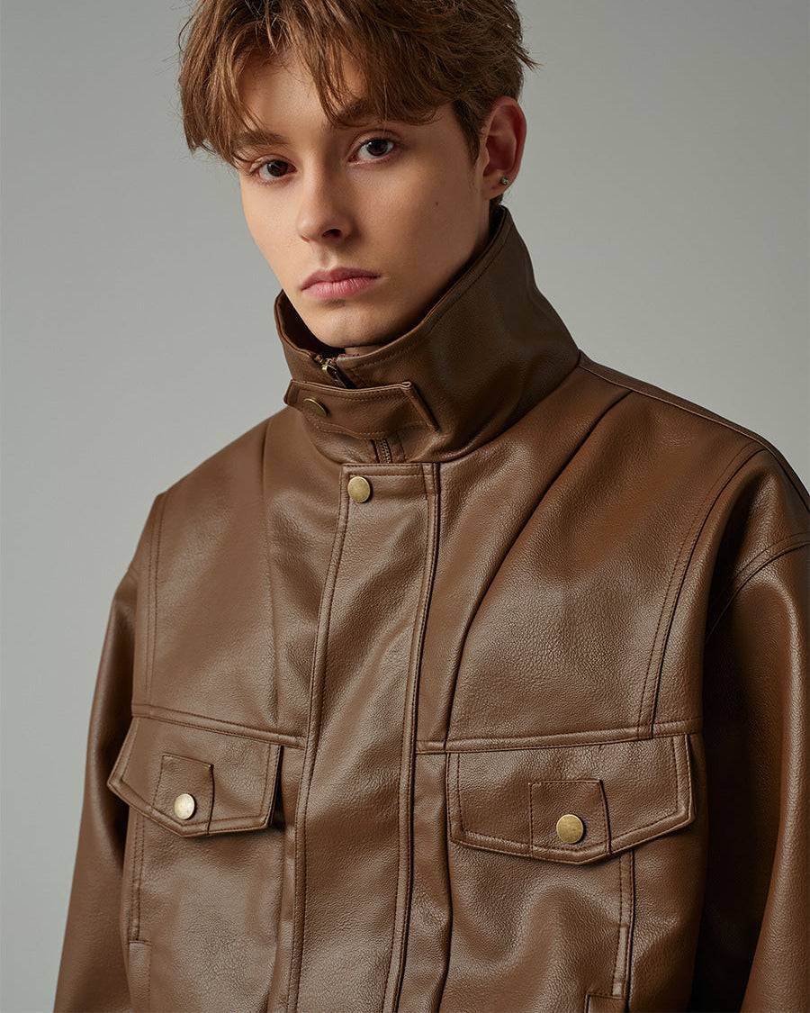 The Ravenwood Structured Leather Bomber Jacket