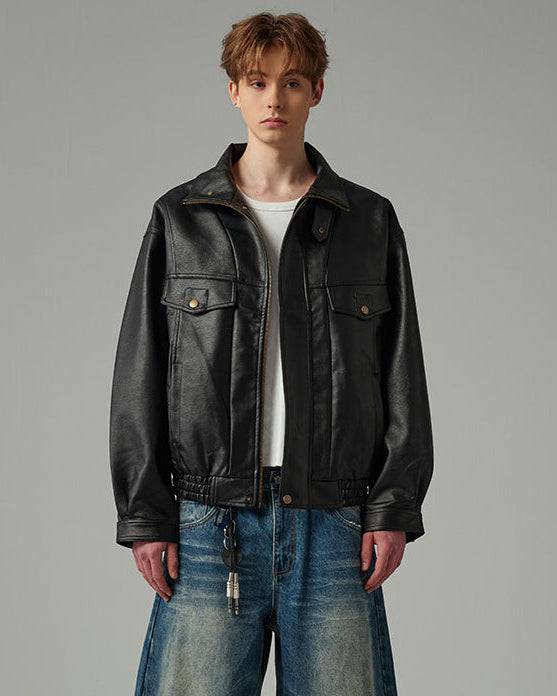 The Ravenwood Structured Leather Bomber Jacket