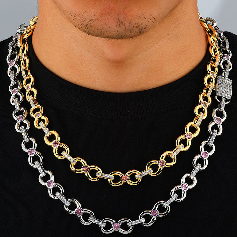 Luxe Pink Gemstone Cuban Link Necklace