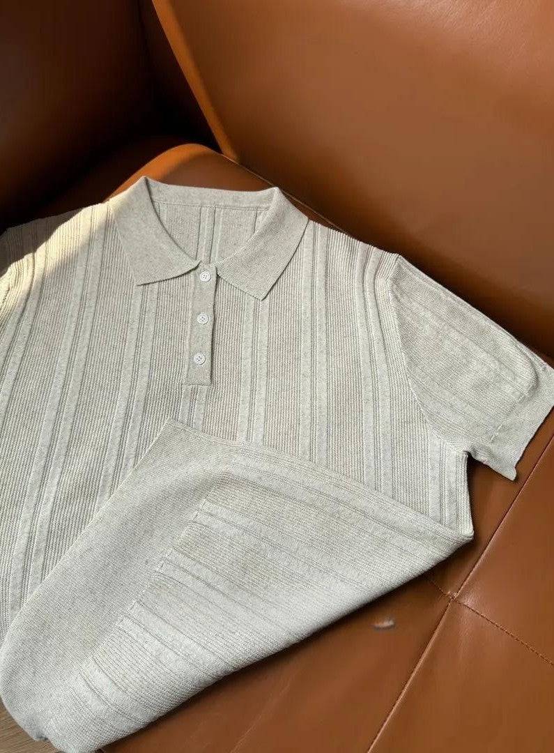 Ribbed Cotton Polo Shirt