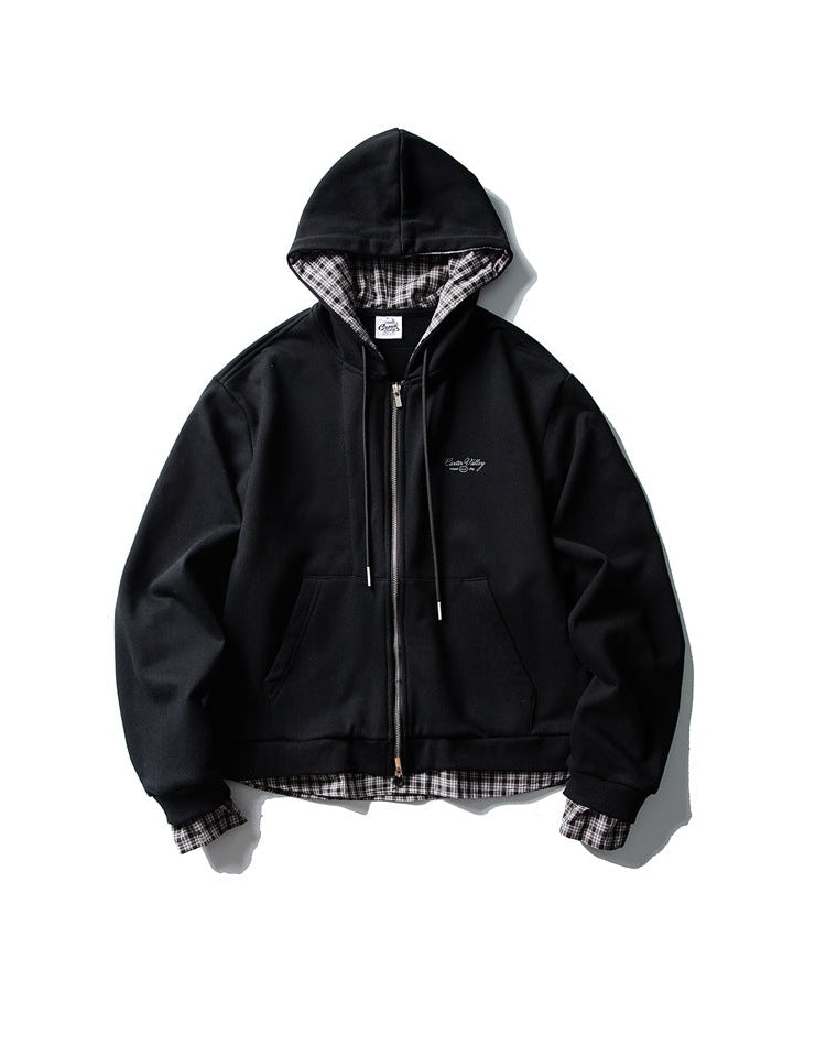 The Hollowfern Plaid Hooded Cardigan Jacket