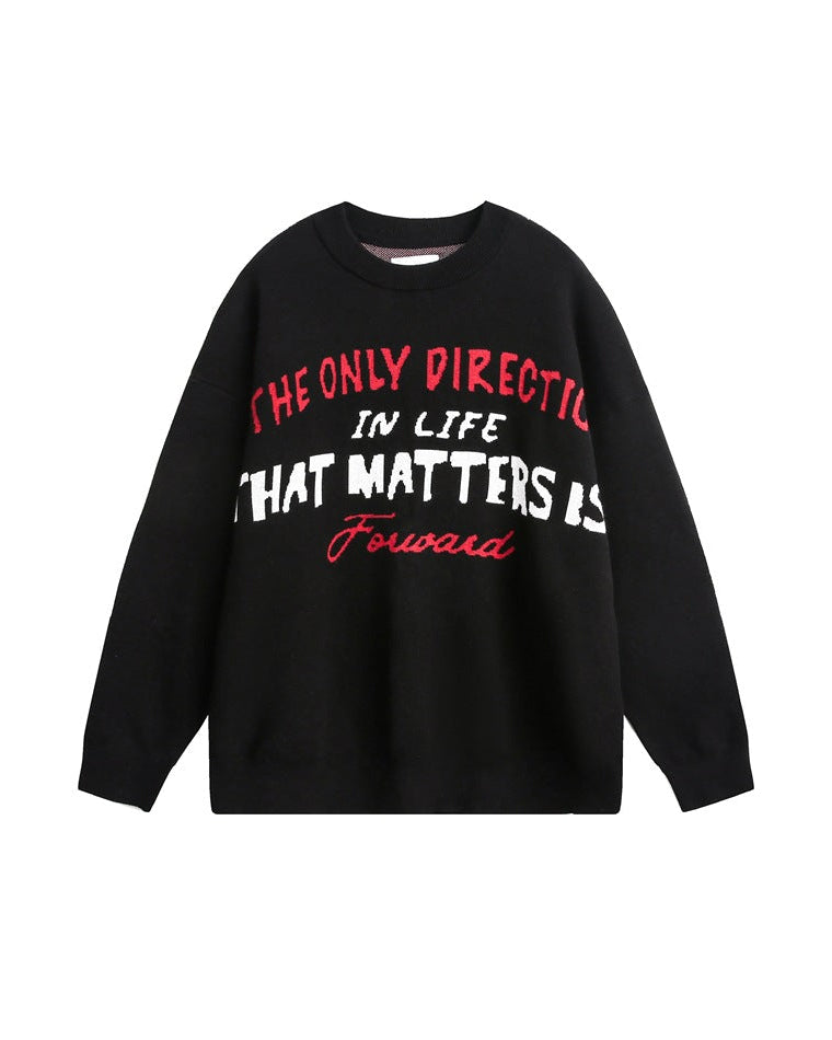 The Noir Top Round Neck Knitted Pullover Sweater