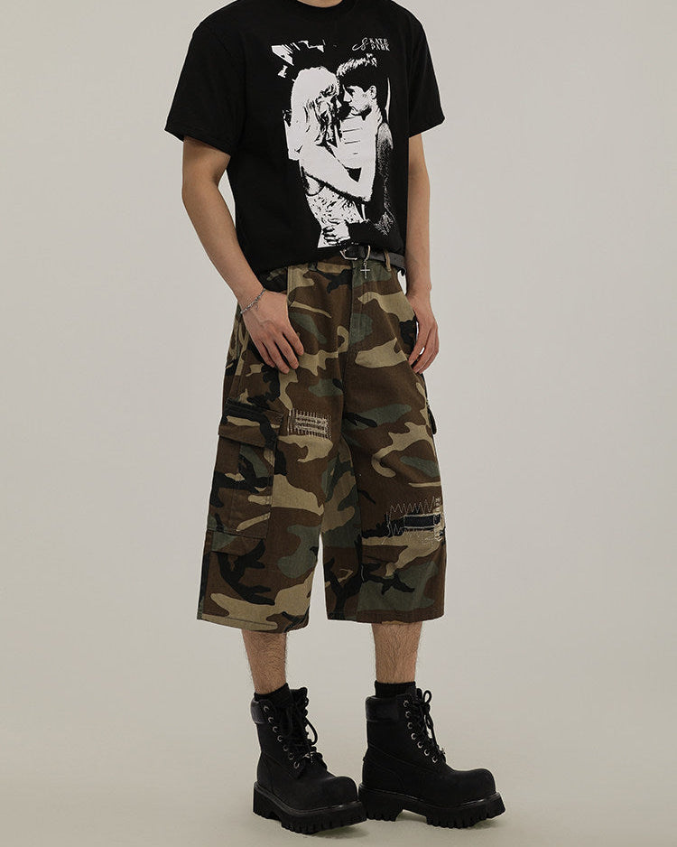 Cotton Camouflage Cargo Shorts