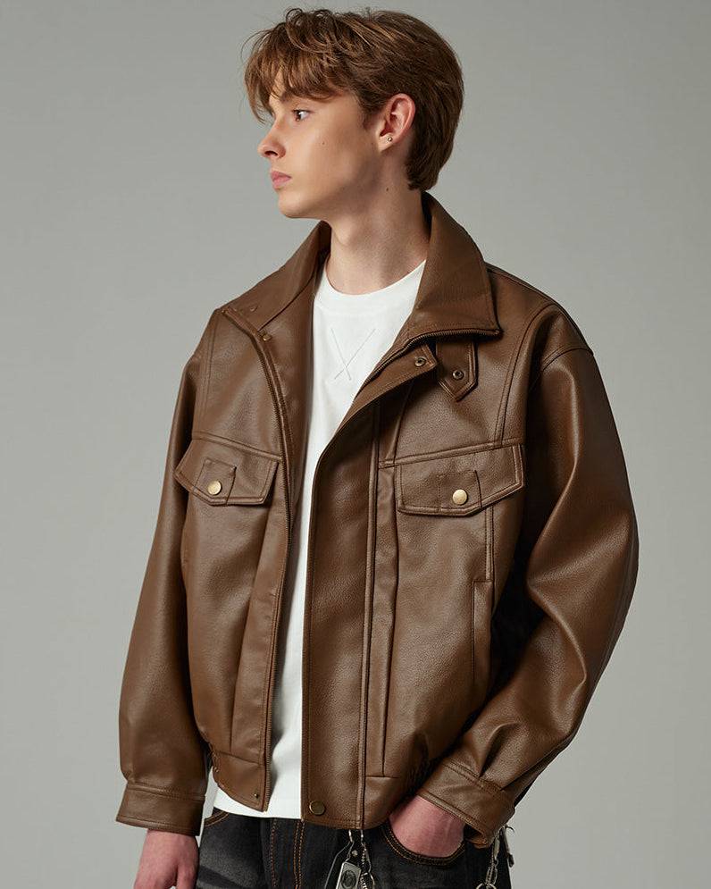 The Ravenwood Structured Leather Bomber Jacket
