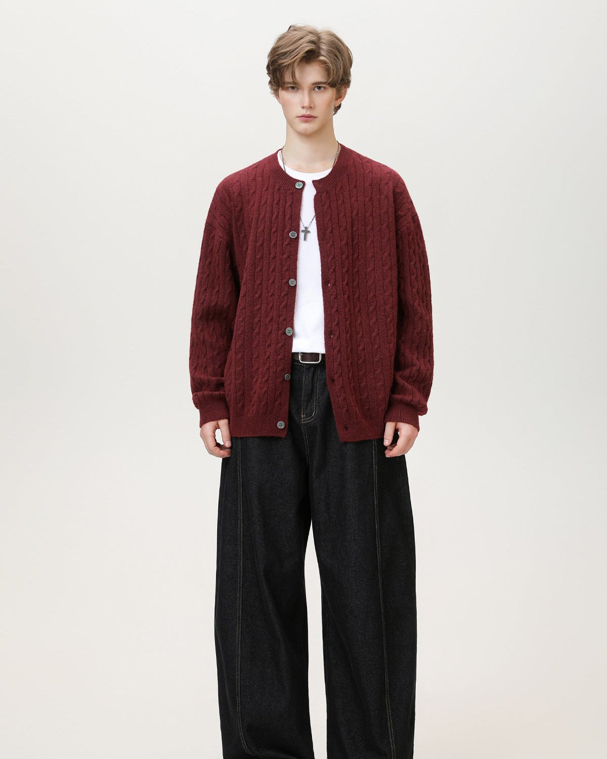 Cable Knit Button Cardigan
