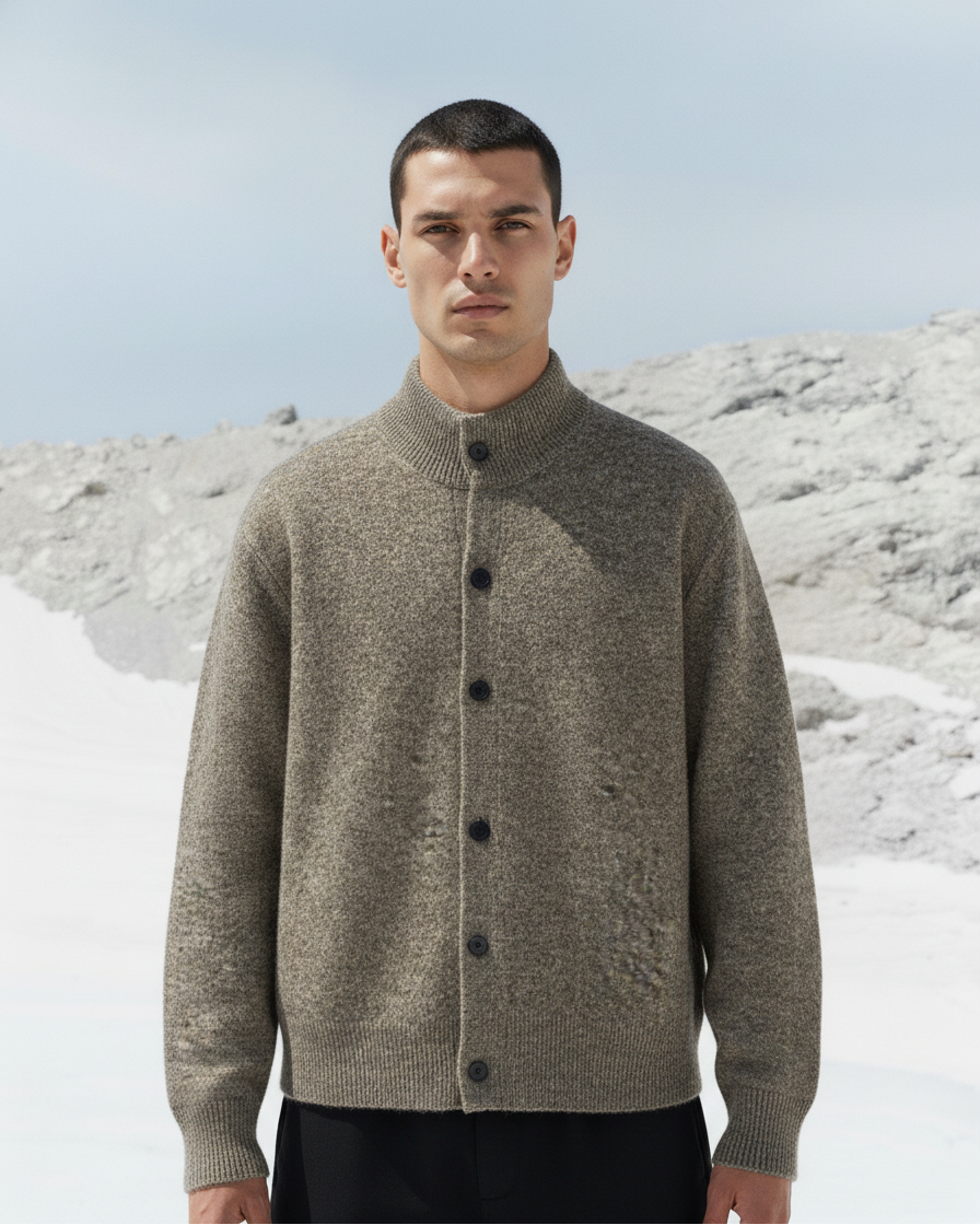 The Cerulean Knitted Cardigan Stand Collar Jacket