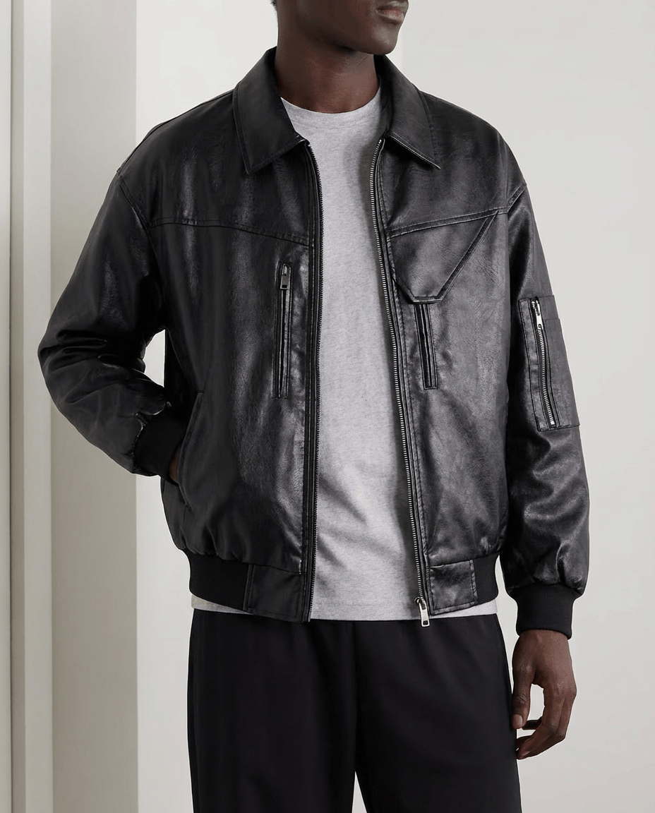 The Crossline American Retro Rock Motorcycle PU Leather Jacket