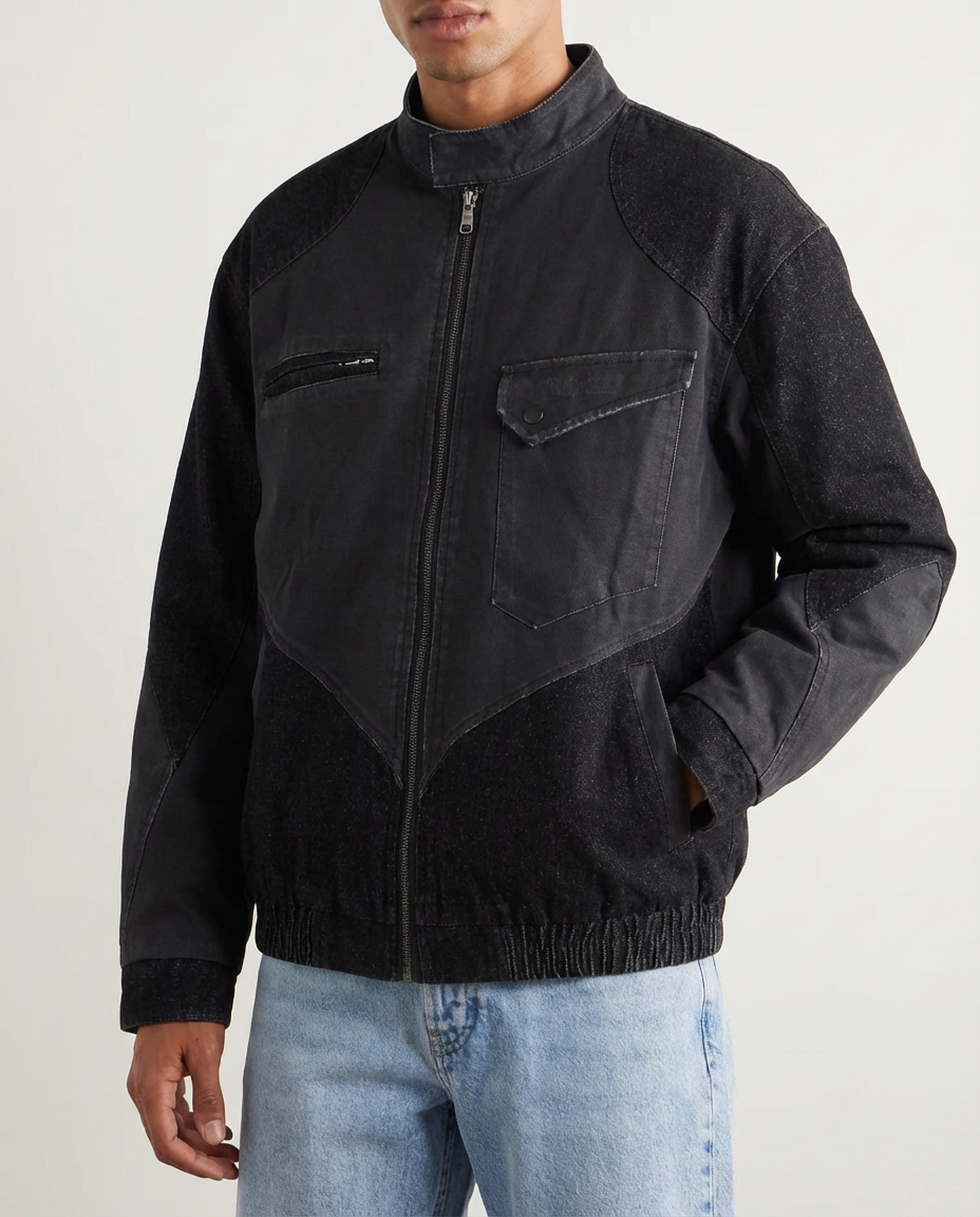 The Slater Gray Spliced Leather Jacket