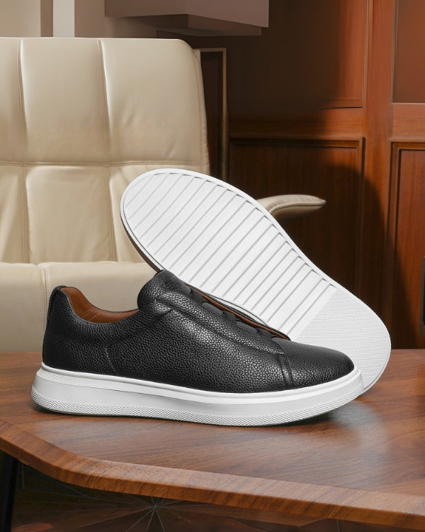 The Classic Black Urban Luxe Laceless Leather Sneaker