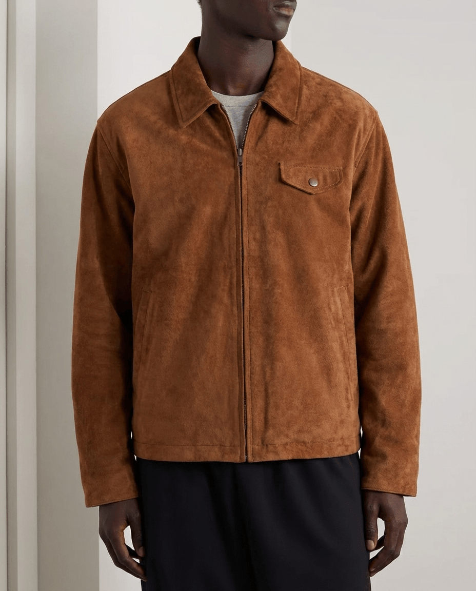 Vintage Suede Bomber Jacket