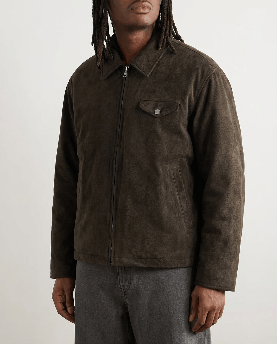 Vintage Suede Bomber Jacket