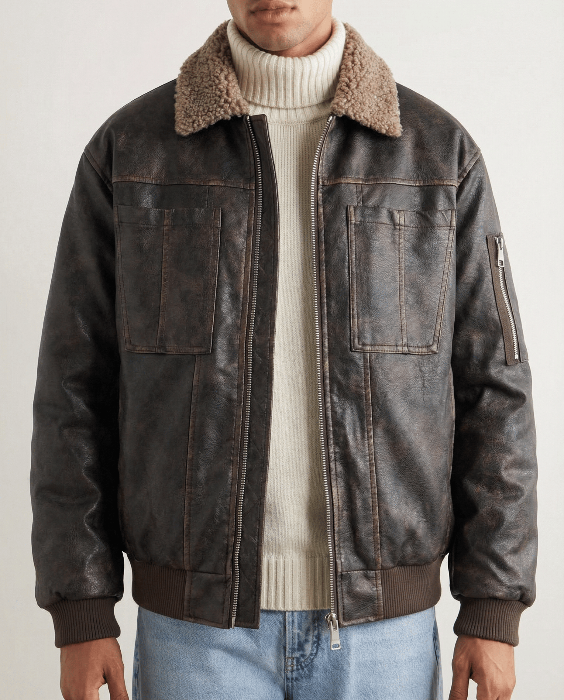 The Aurion PU Leather Padded Jacket