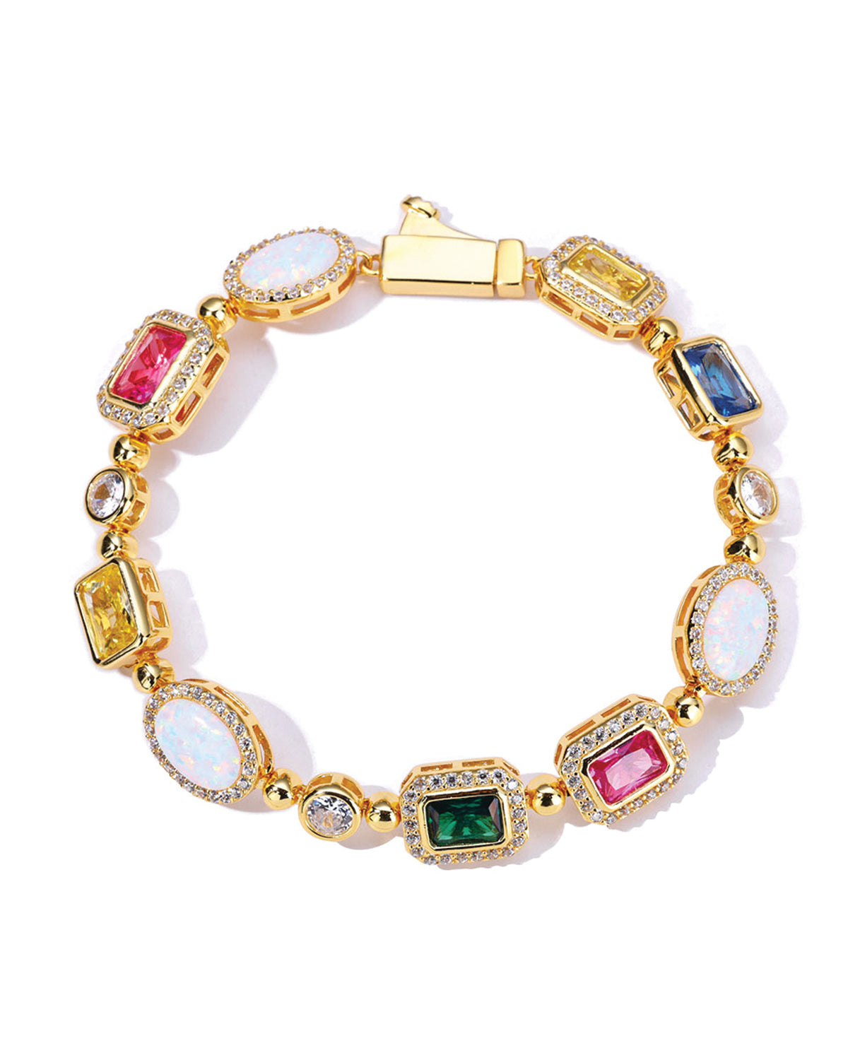 Opal & Gemstone Tennis Bracelet – Gold Edition