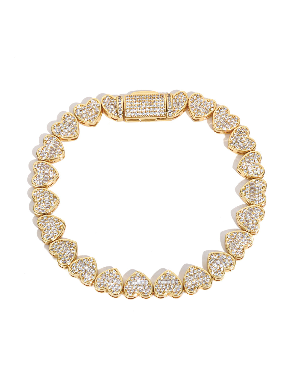 Iced Heart Link Bracelet