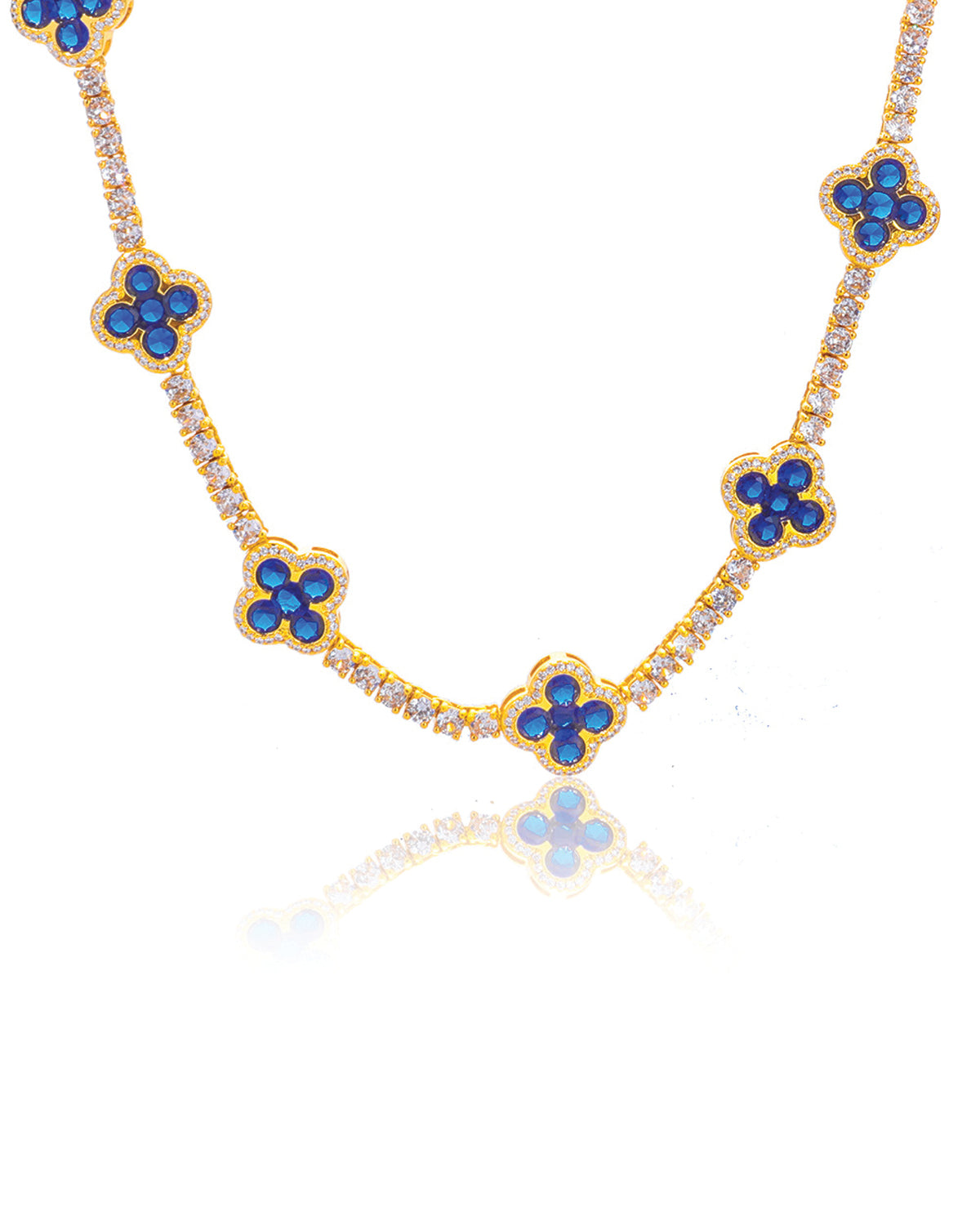 Azure Clover Tennis Necklace