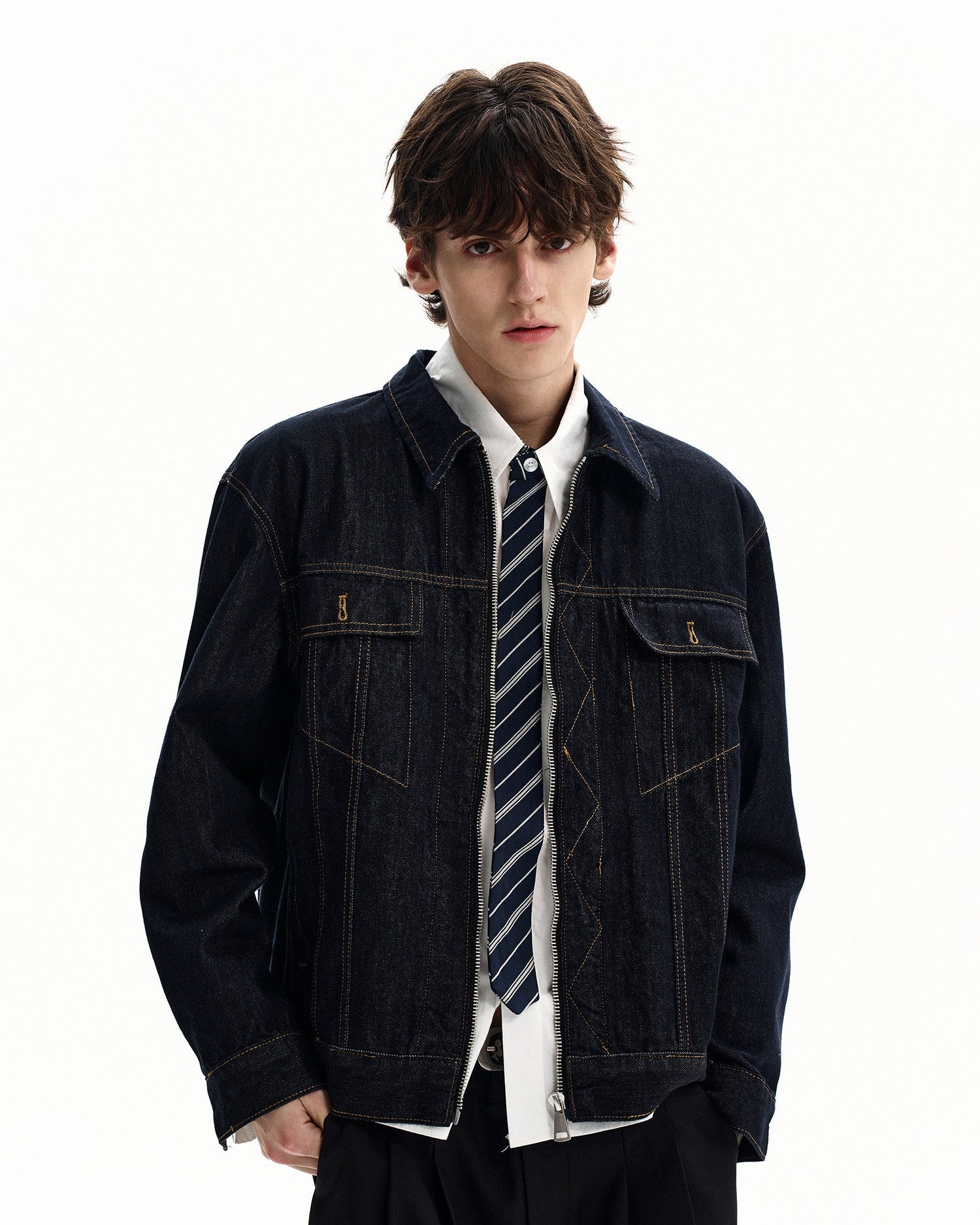 Dark Wash Denim Zip Jacket