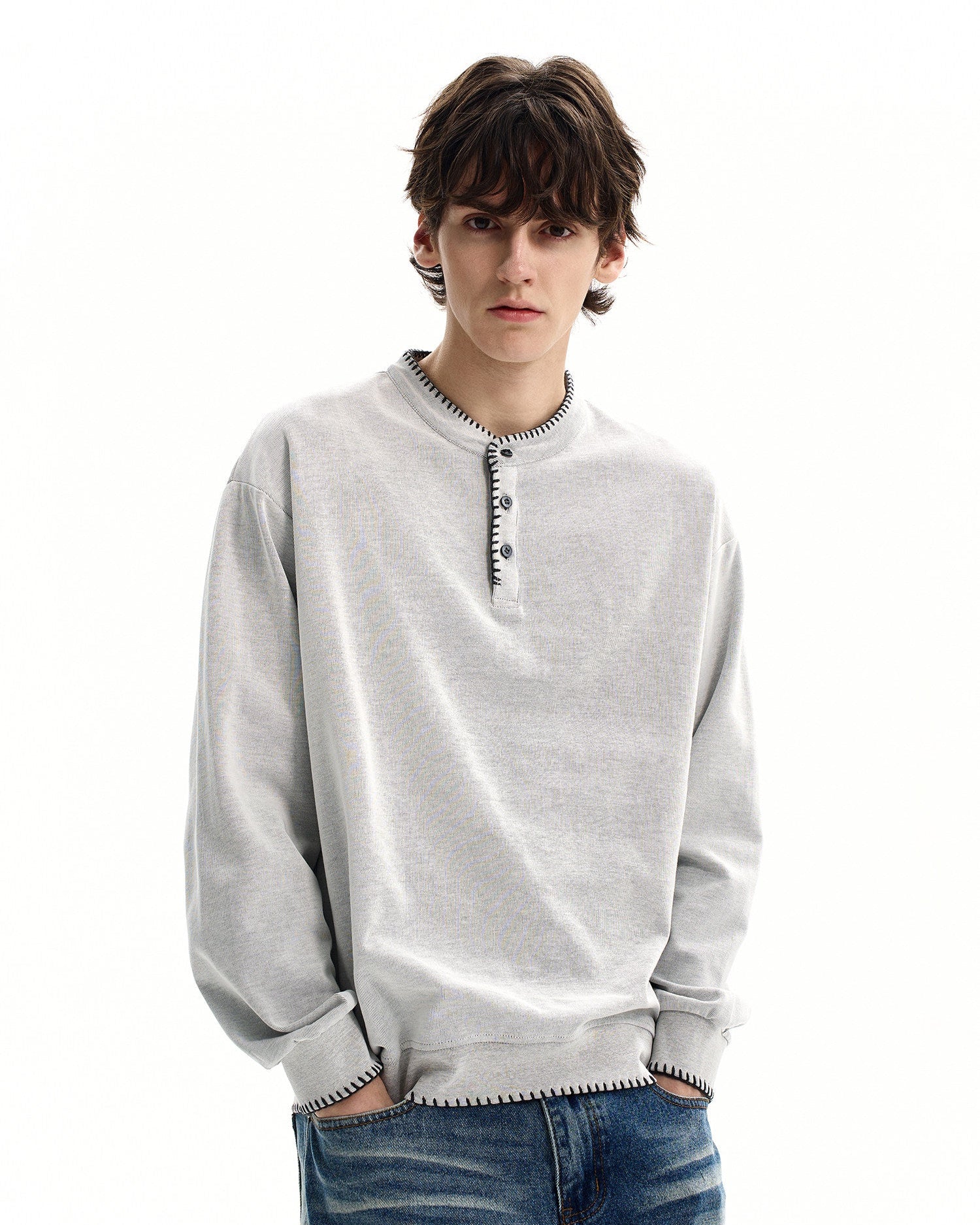 Clean Knit Henley Sweatshirt