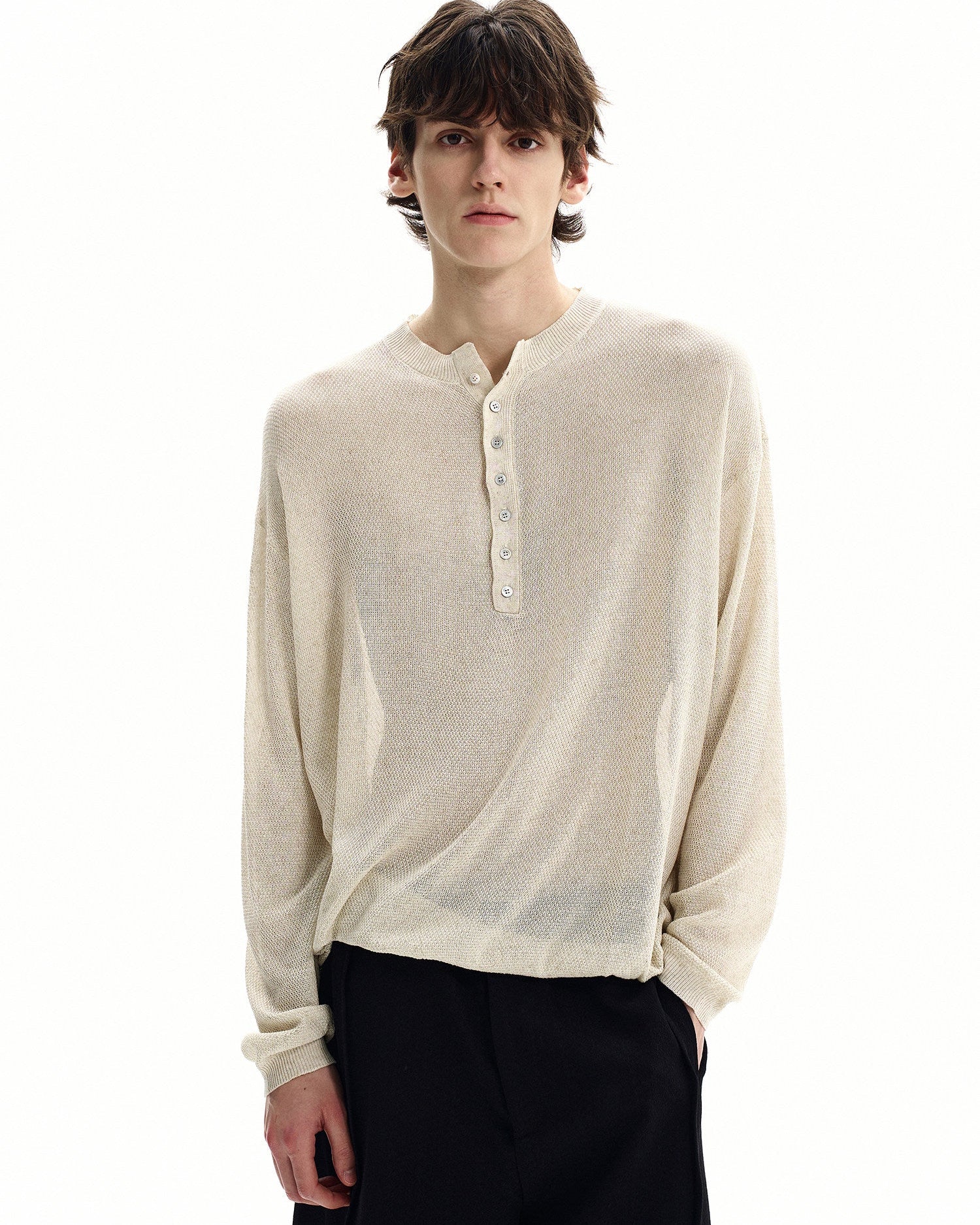 Refined Collar Knit Henley