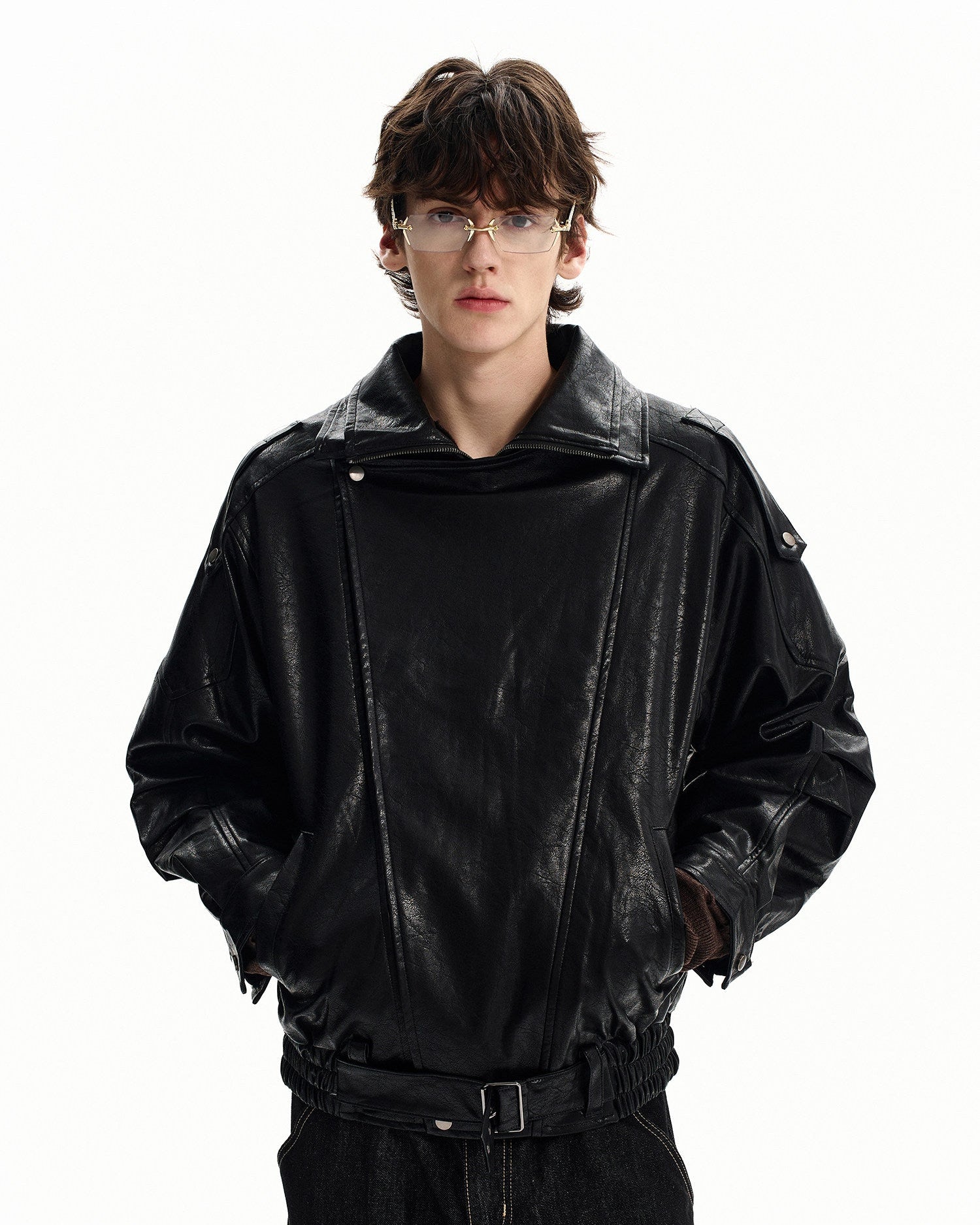 Modern Leather Stand Collar Jacket
