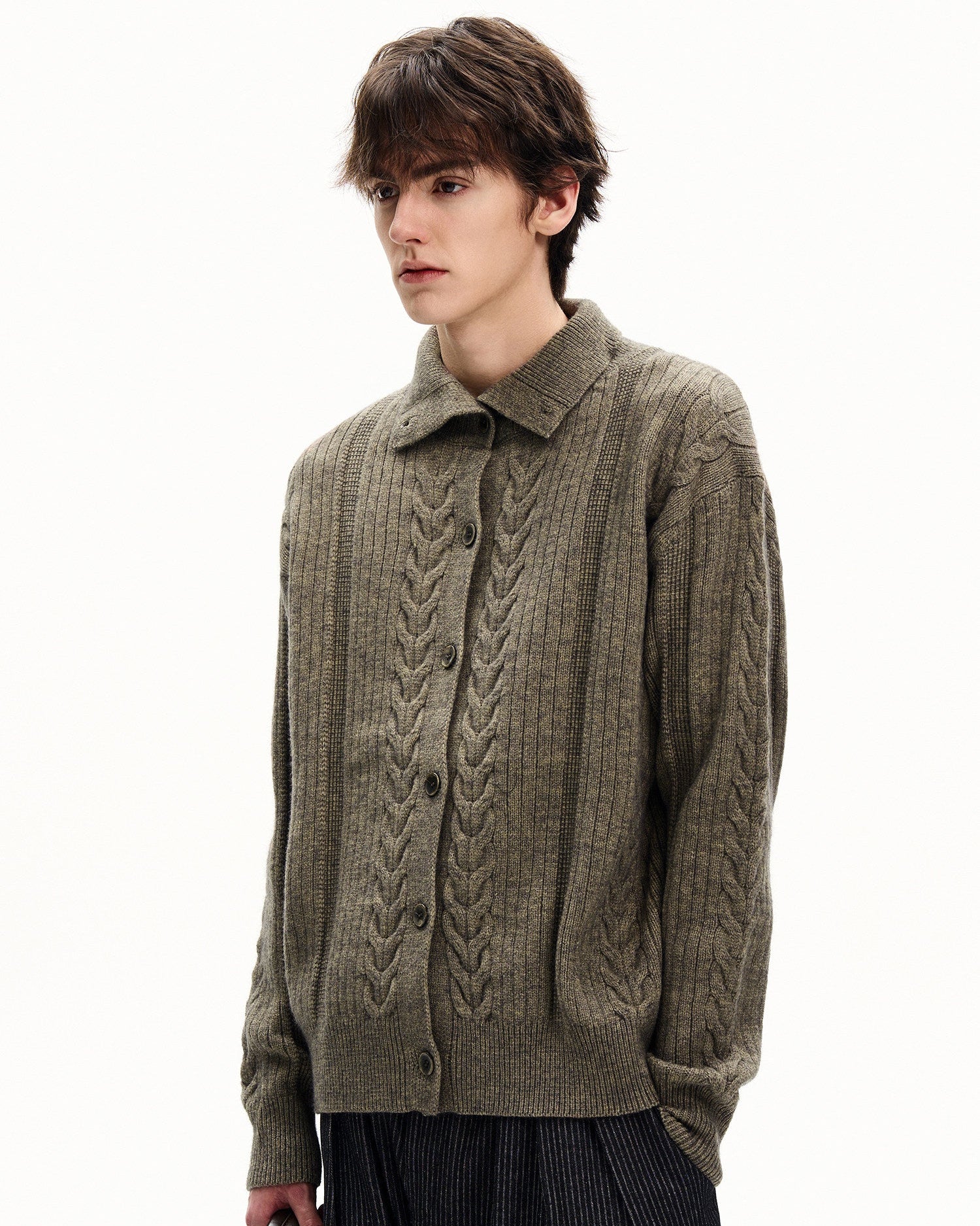 Cable Knit Wool Cardigan