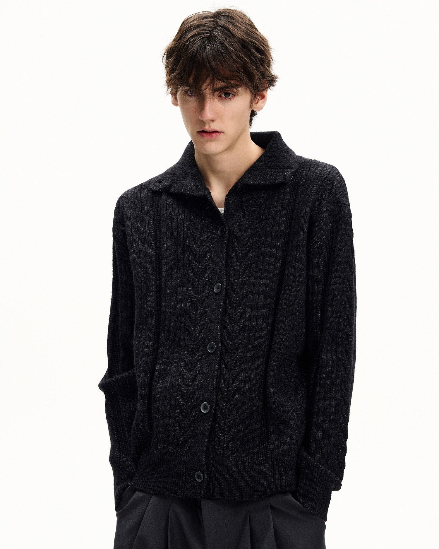 Cable Knit Wool Cardigan