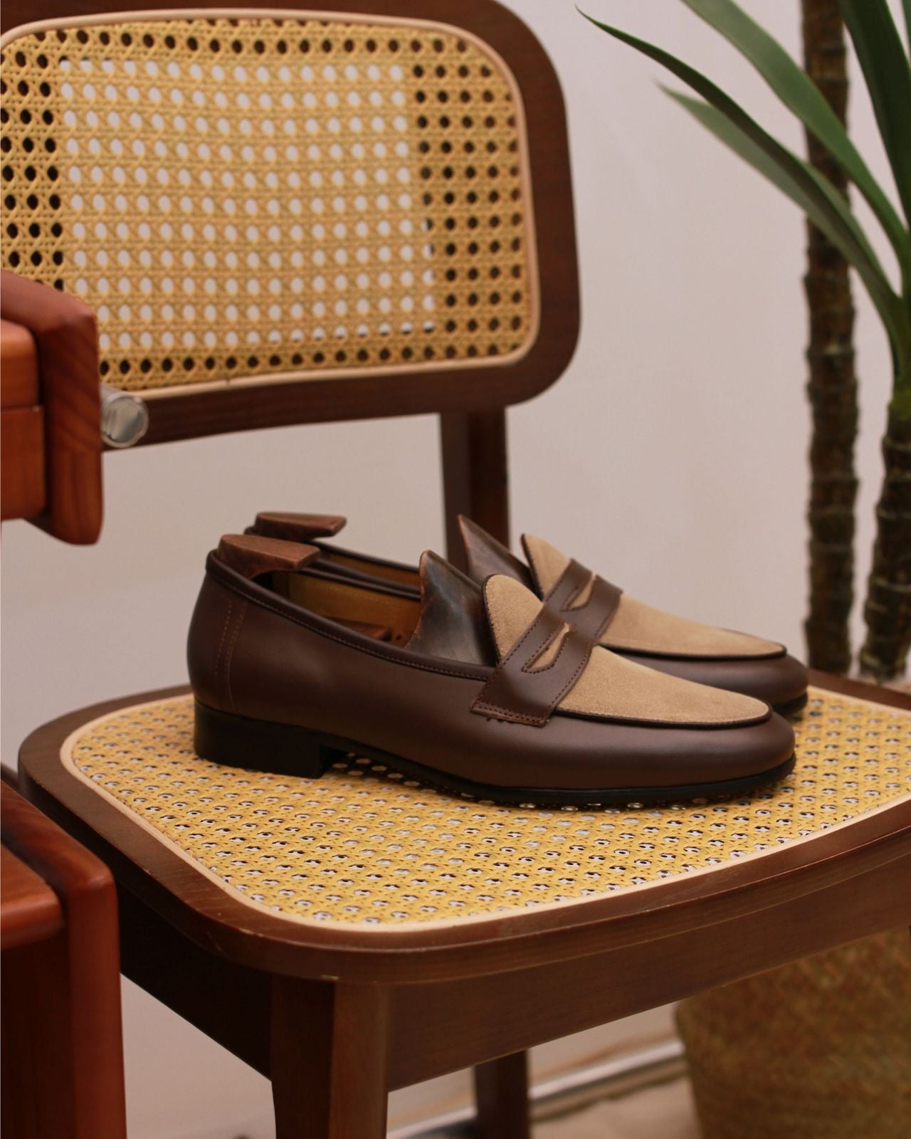 Genuine leather slip-on loafers