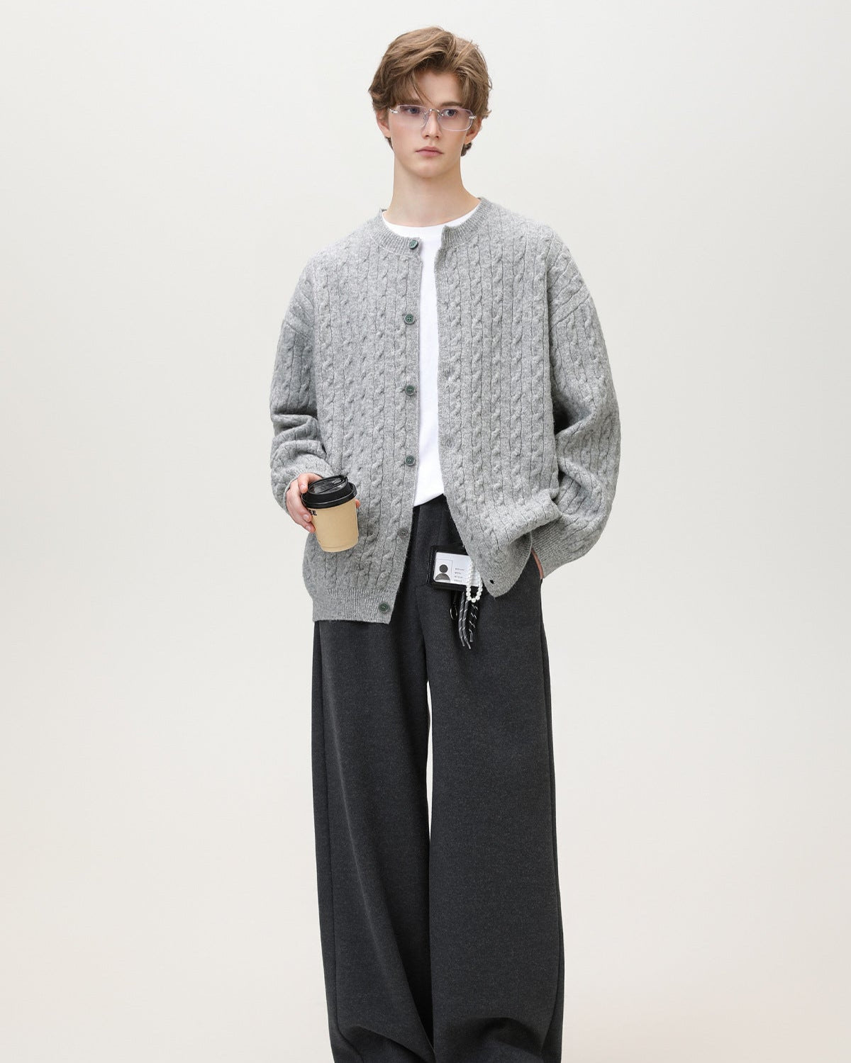 Cable Knit Button Cardigan