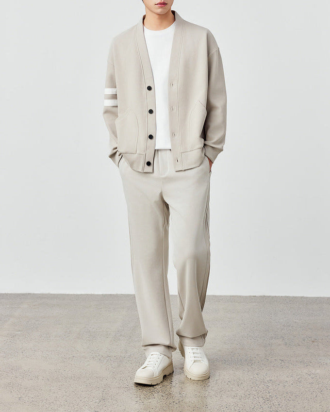 Twill Texture Striped Contrast Cardigan