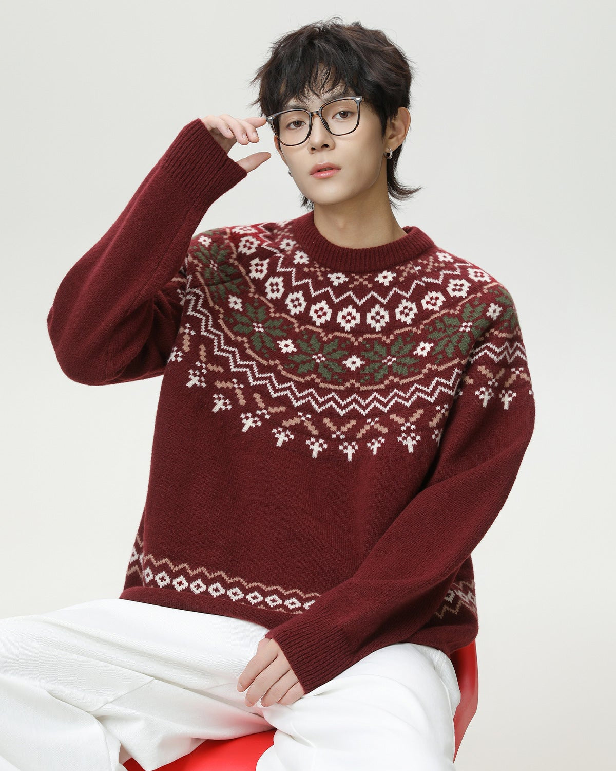 Nordic Heritage Knit Crewneck Sweater