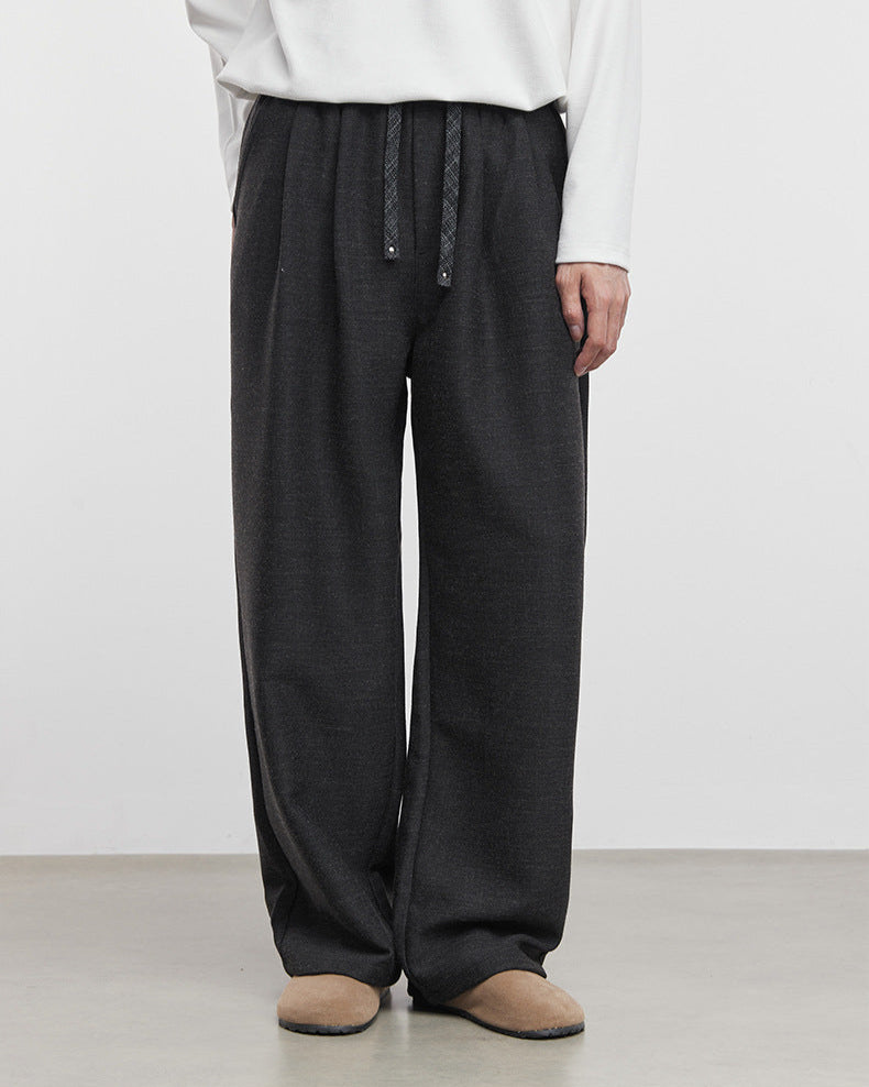 Shallow Silhouette Wide-Leg Slacks Pants