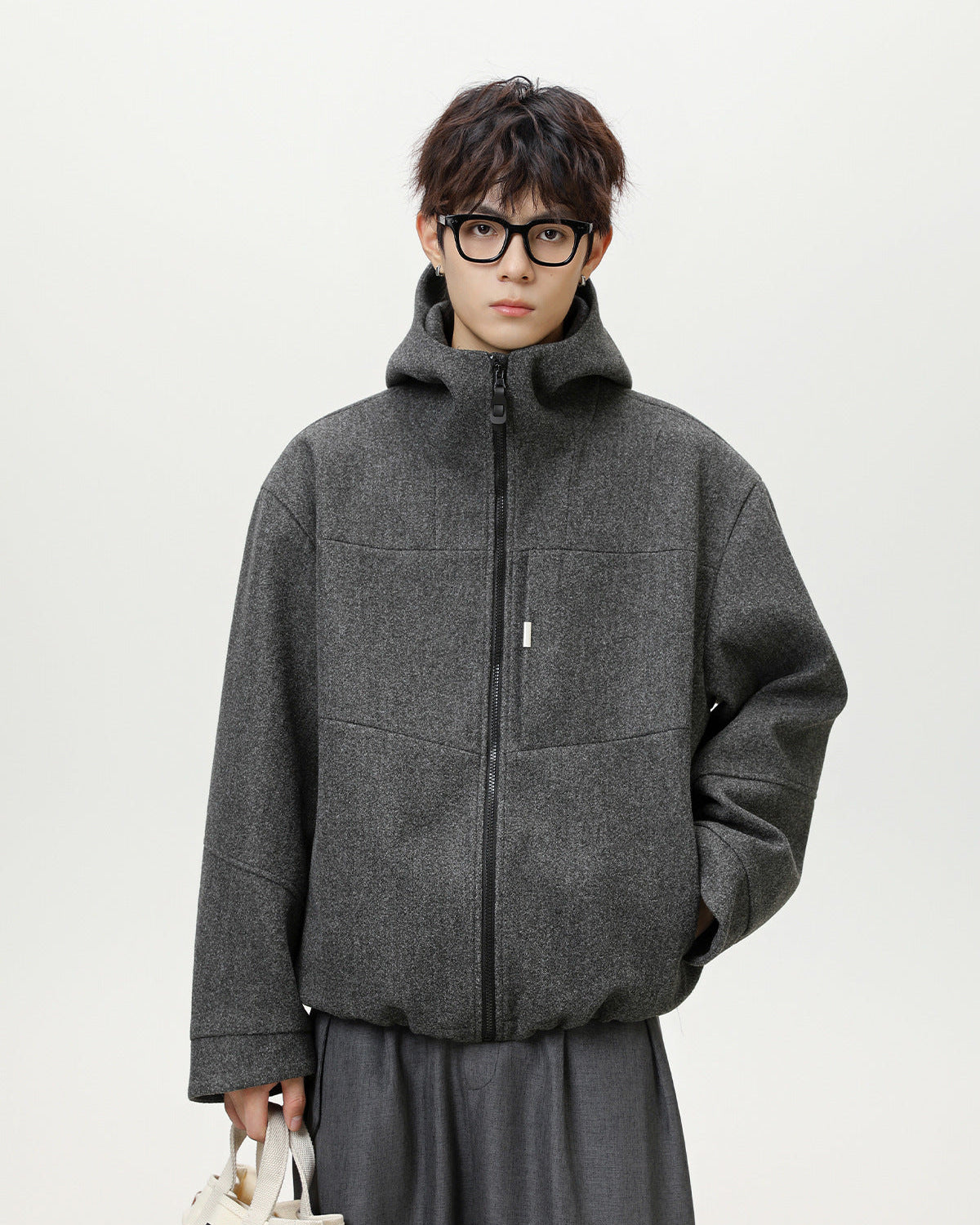 Split-Structure Textured Wool Blend Jacket