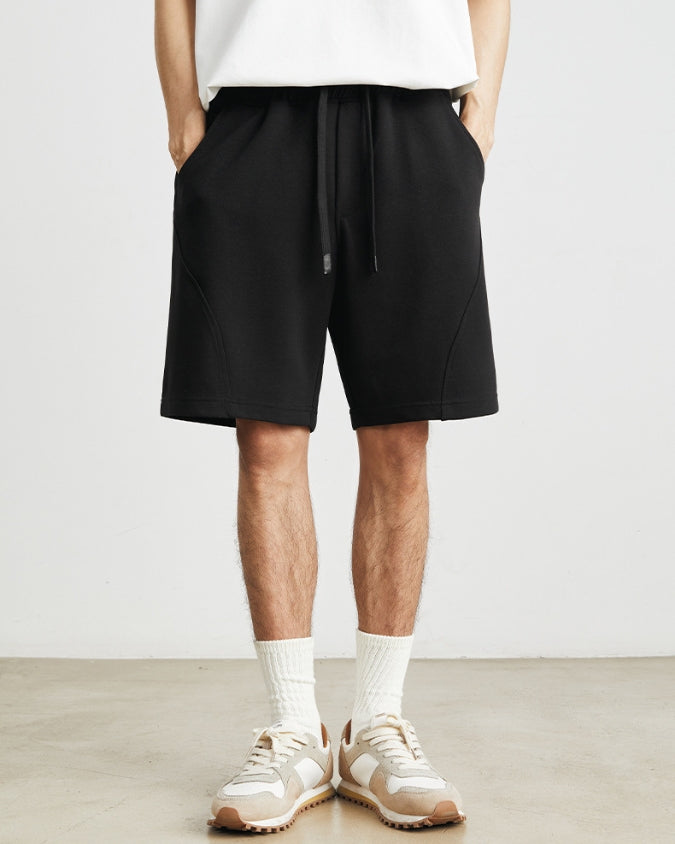 Wide Relaxed Jogger Shorts with Drawstrings