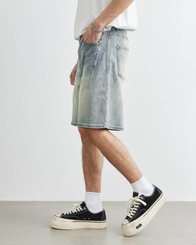 Light Wash 5-Pocket Denim Shorts