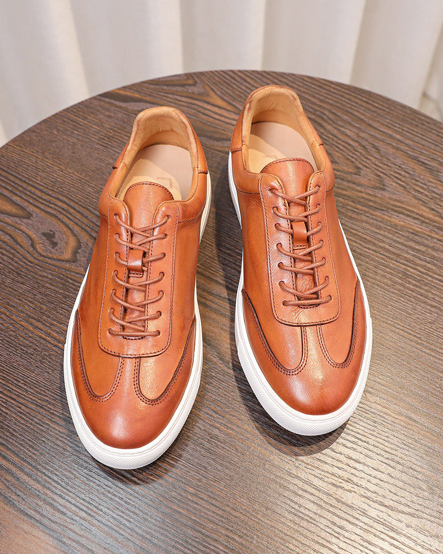 Leather & Suede Low Sneakers with Gum Sole