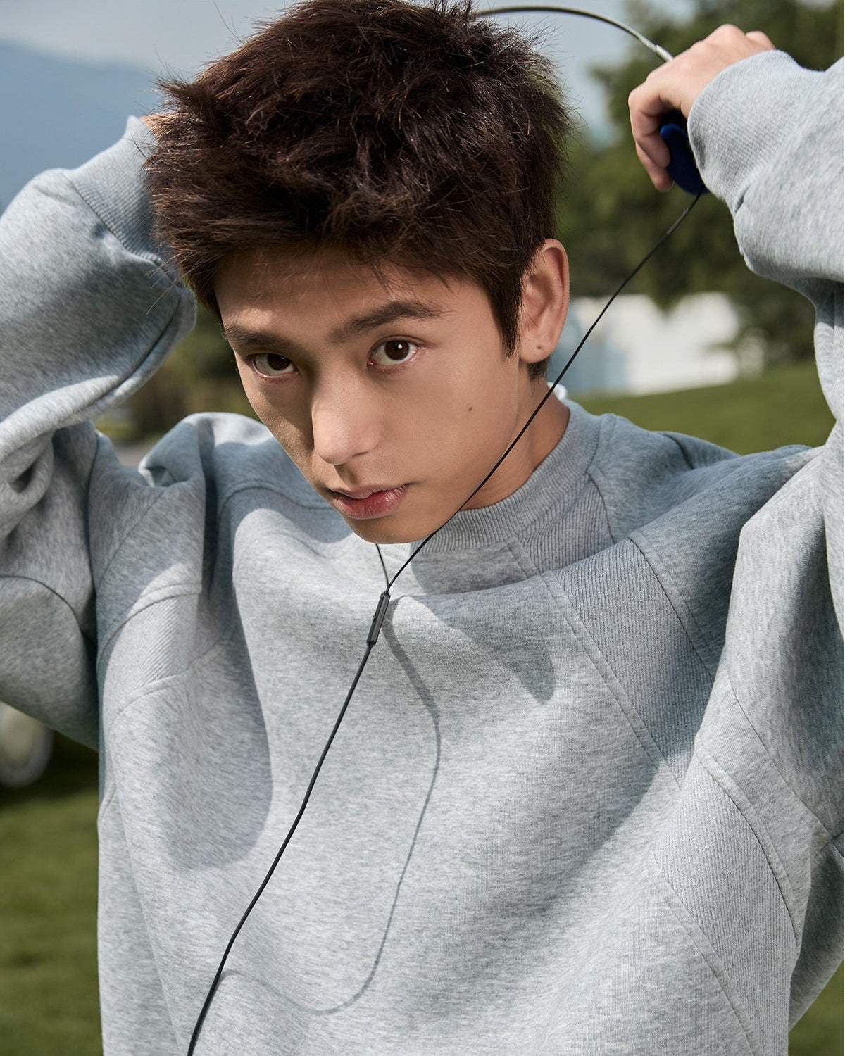 The Structured Splice Cotton Crewneck Sweater