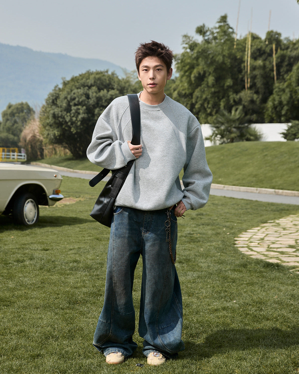 The Structured Splice Cotton Crewneck Sweater