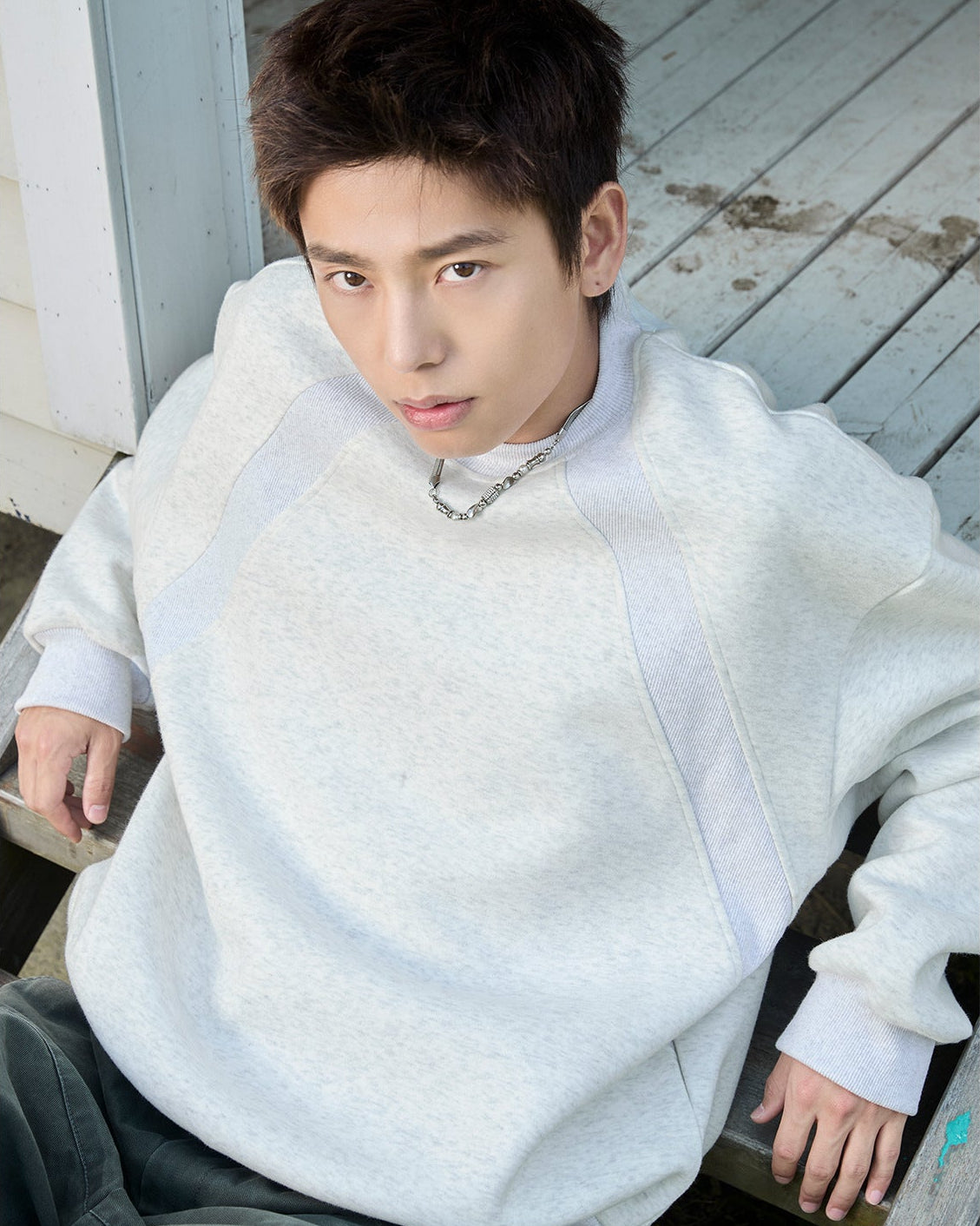 The Structured Splice Cotton Crewneck Sweater