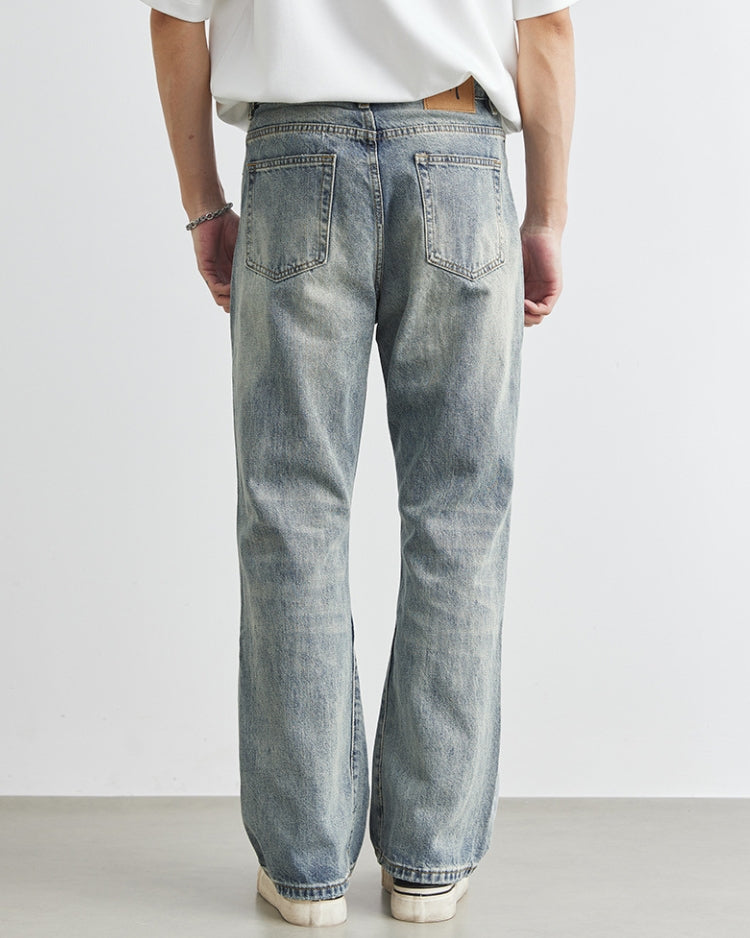 Distressed Denim Jeans med brede ben