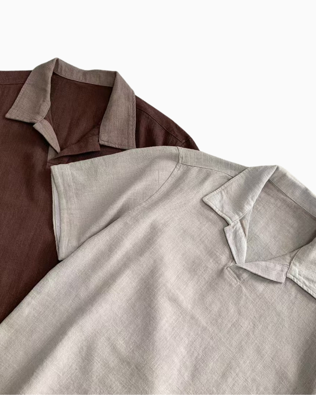 Linnen Mix Offenes Poloshirt
