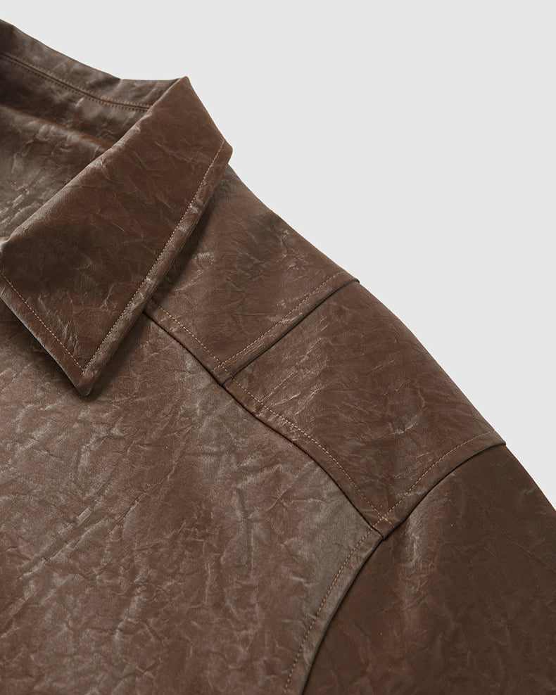 Kunstlederjacke mit Reißverschluss mit Knittereffekt