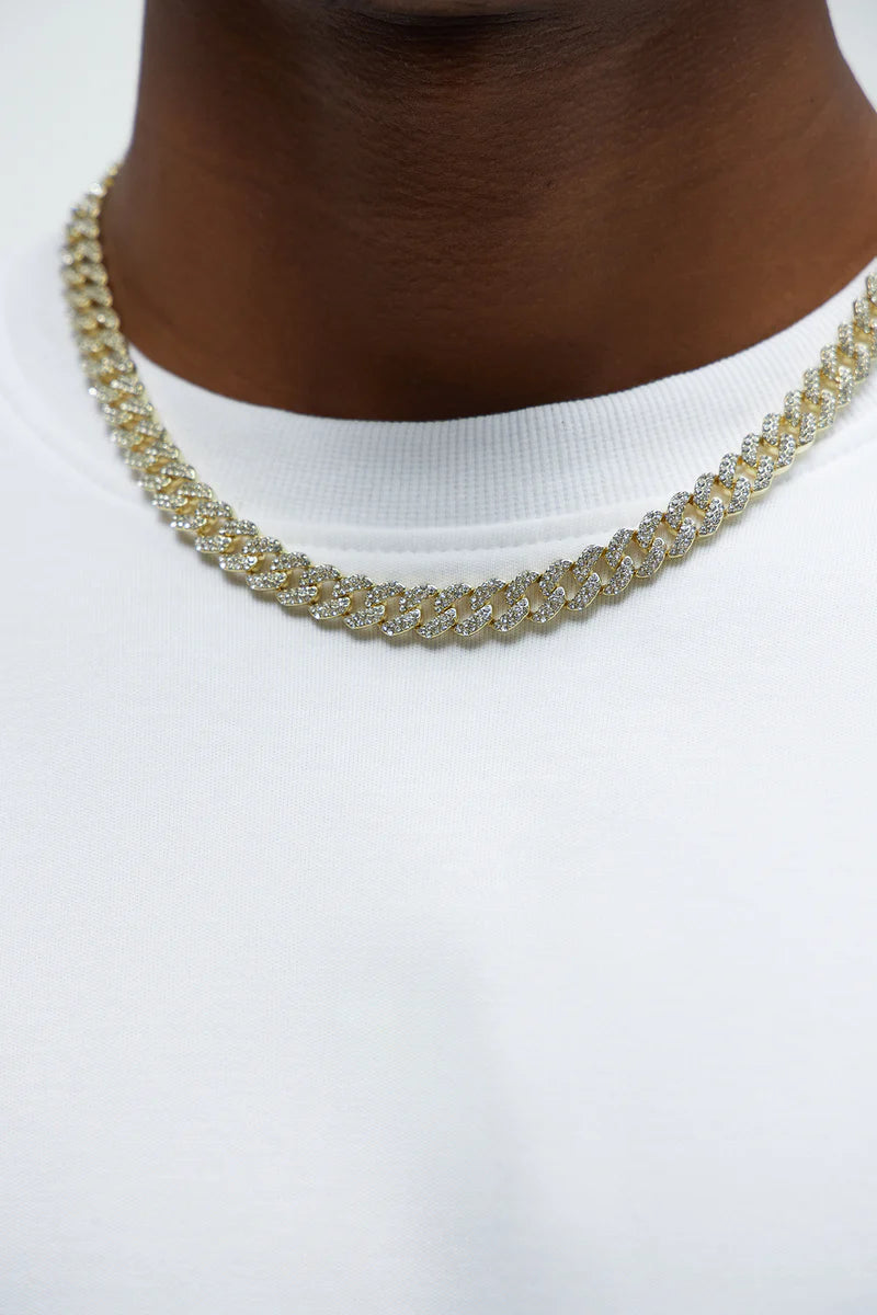 Cadena Cubana Mirage Iced Out - Oro