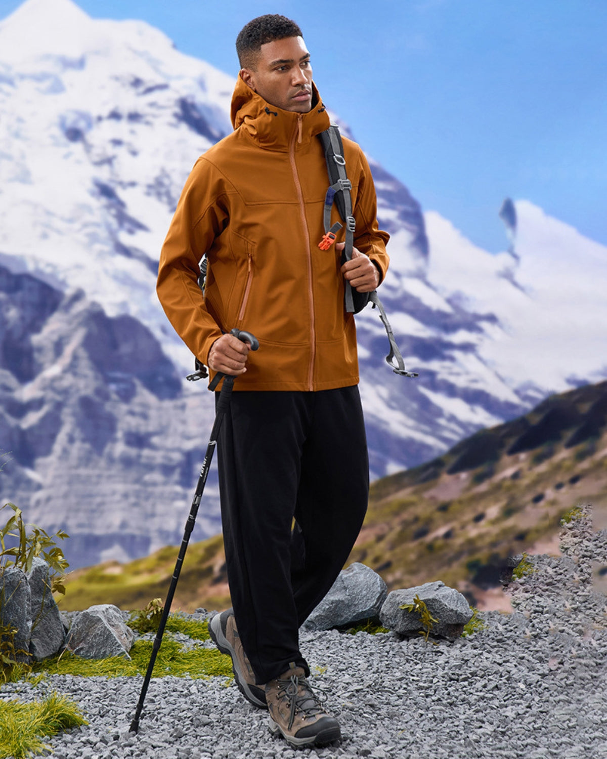 Chaqueta cortaviento aislante impermeable con capucha