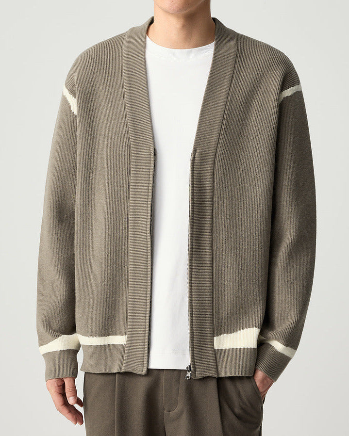 Chaqueta de punto con cuello en V Mo Maike 2025 Stylish