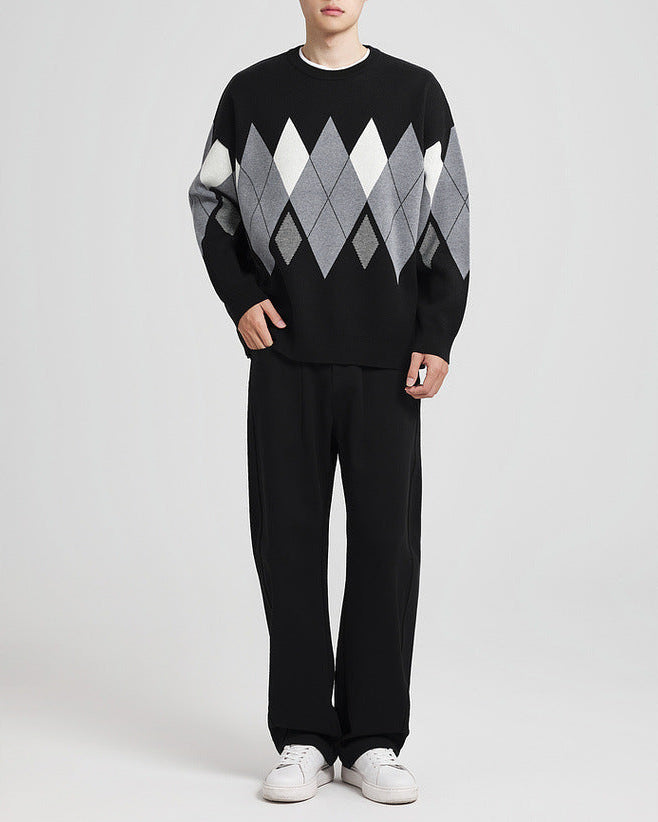 Jersey de cuello redondo a cuadros Diamond