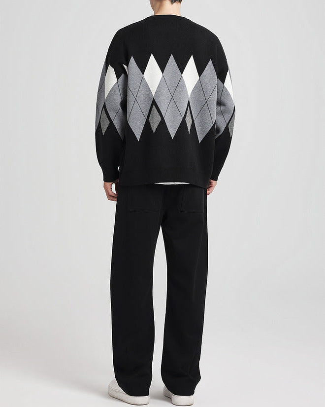 Jersey de cuello redondo a cuadros Diamond